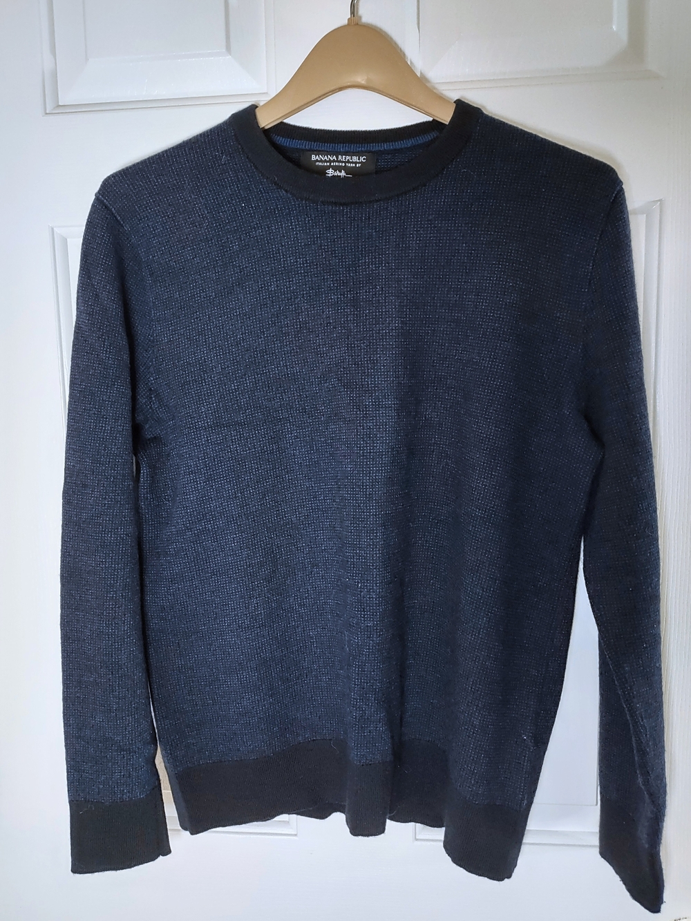 Banana Republic Men’s Dark Navy Merino Wool Crewneck Sweater